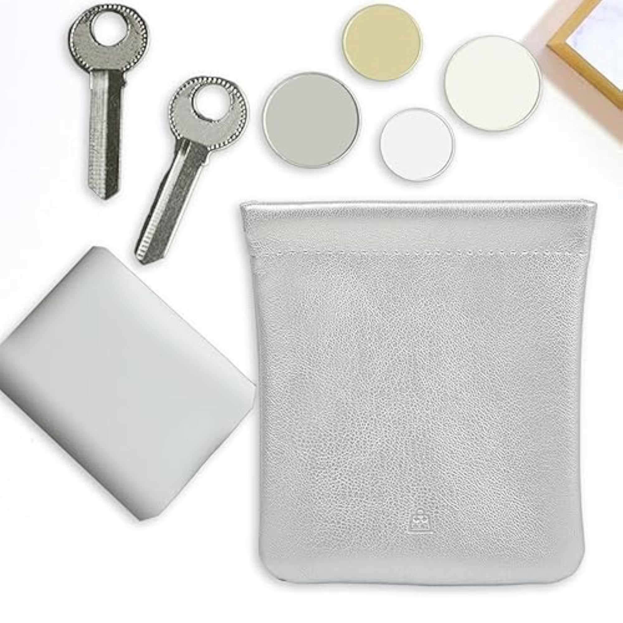 PU Leather Cosmetic Bag Mini Short Purse, Silver